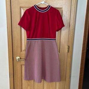 Vintage Better Half Red White Blue Short Sleeve Dress Large